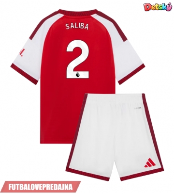 Lacne Dětský Futbalové dres Arsenal William Saliba #2 2026-27 Krátky Rukáv - Domáci (+ trenírky)
